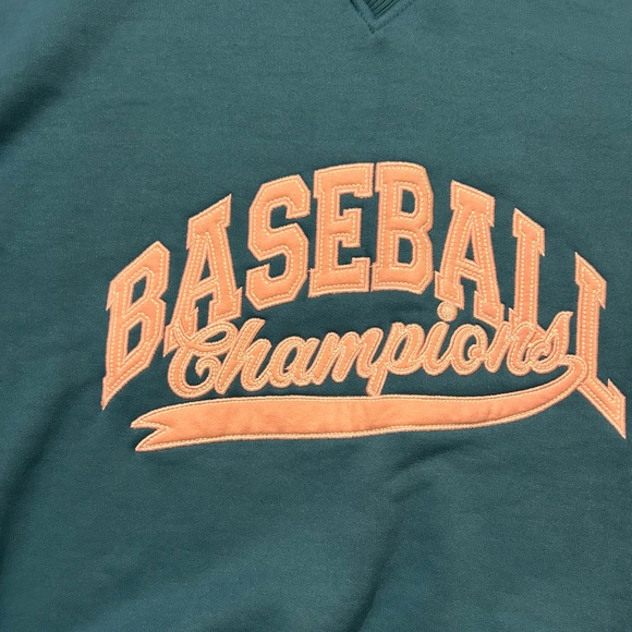 Boohoo Teal Baseball Graphic Sweatshirt - Picture 4 of 8